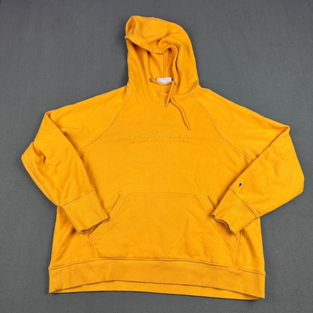 Champion Nashville Predators Hoodie Yellow Gold Embroidered Pullover Mens 2XL
